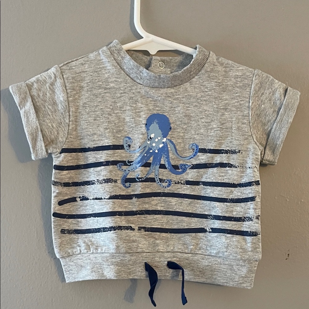 FOCUS Gray and Blue Octopus Kids Shirt